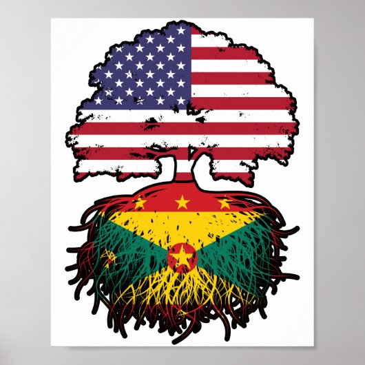 Grenada Grenadian American USA Tree Roots Flag Poster (Vorne)