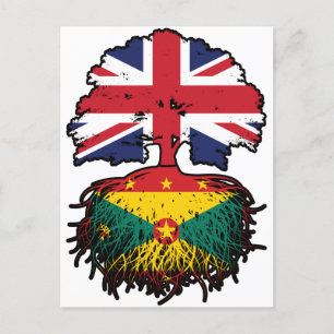 Grenada Grenadian British UK Tree Roots Flag Postkarte