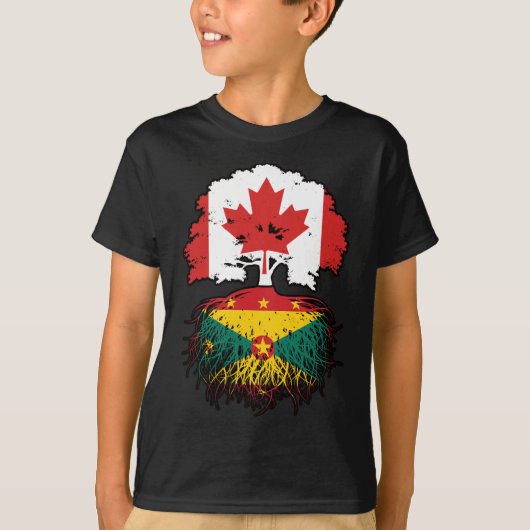 Grenada Grenadian Canadian Tree Roots Flag T-Shirt (Vorderseite)