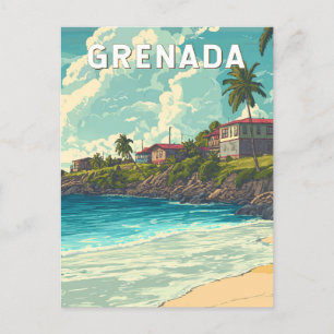 Grenada Illustration Reise Kunst Vintage Postkarte