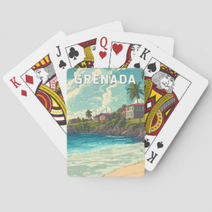 Grenada Illustration Reise Kunst Vintage Spielkarten