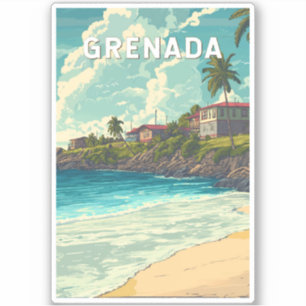 Grenada Illustration Travel Art Vintag Aufkleber