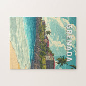 Grenada Illustration Travel Art Vintag Puzzle (Horizontal)