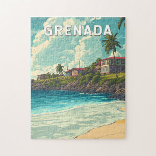 Grenada Illustration Travel Art Vintag Puzzle
