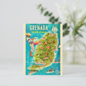 Grenada Island Map Postcard Postkarte (Stehend Vorderseite)