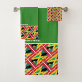 GRENADA JAMAICA FLAG Gewohnte Schrift GRÜNE Badhandtuch Set (Insitu)