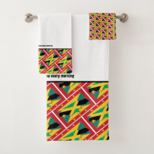 GRENADA JAMAICA FLAG Gewohnte Schrift WEISS Badhandtuch Set