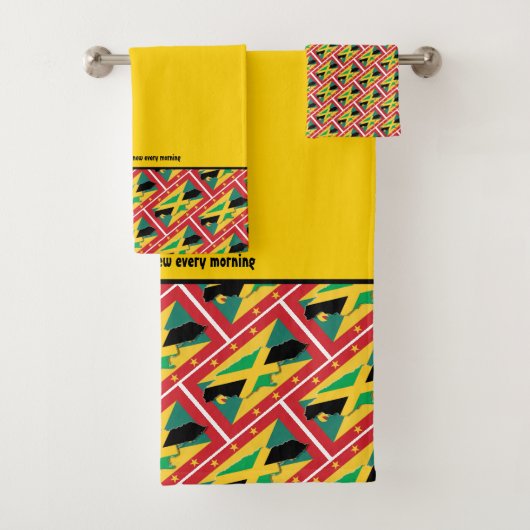 GRENADA JAMAICA FLAG PASSENDE ScripturGELBE Badhandtuch Set (Insitu)