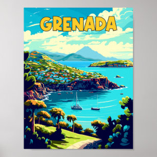 Grenada Karibik Vintage Illustration Poster