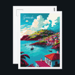 Grenada Karibik Vintage Illustration Postkarte<br><div class="desc">Grenada Karibik Vintage-Reise-Illustration</div>