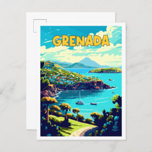 Grenada Karibik Vintage Illustration Postkarte