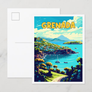Grenada Karibik Vintage-Reiseillustration Postkarte