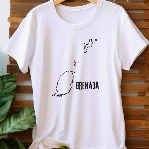 Grenada Landkarte Kontur Grenadische Grenze T-Shirt