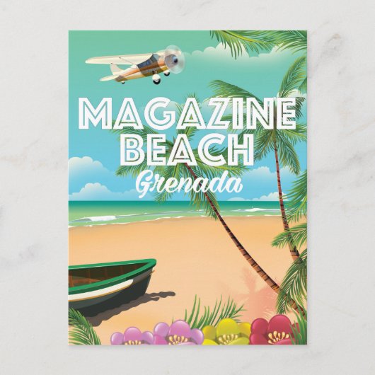 Grenada Magazine Beach Travel Poster Postkarte (Vorderseite)