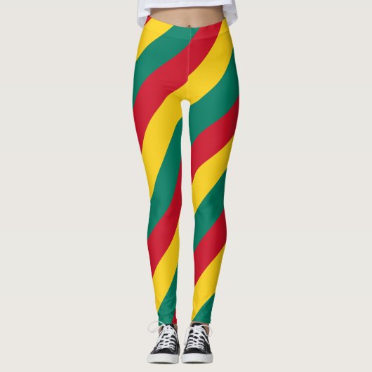 Grenada National Flag Colors Diagonal gestreift Leggings (Vorderseite)