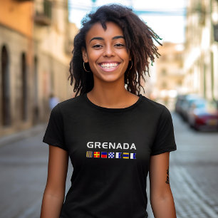 Grenada Nautical Maritime Sailing Flags Dark Color T-Shirt