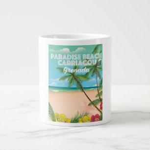 Grenada Paradiesstrand Carriacou Reiseposter Jumbo-Tasse
