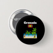 Grenada Reise Souvenir Grenadische Flagge Urlaub Button (Vorne & Hinten)