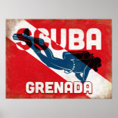Grenada Scuba Diver - Blue Retro Poster (Vorne)