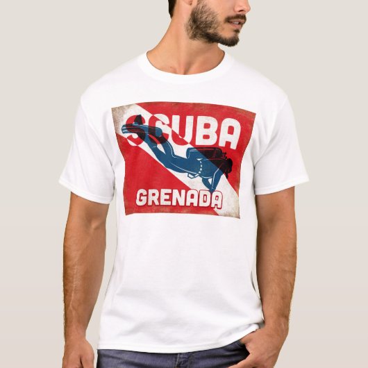 Grenada Scuba Diver - Blue Retro T-Shirt (Vorderseite)