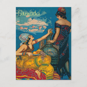 Grenada, Spanien, zwei Mädchen, Vintage-Reisepostk Postkarte