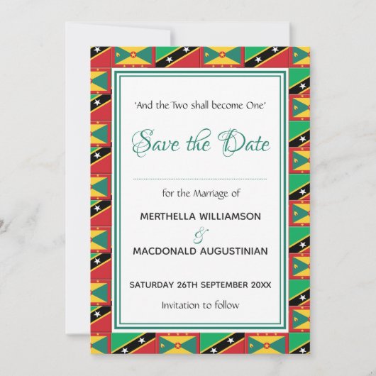 GRENADA ST KITTS Dual Patriotic Custom Scripting Save The Date (Vorderseite)