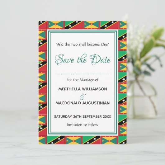 GRENADA ST KITTS Dual Patriotic Custom Scripting Save The Date (Stehend Vorderseite)