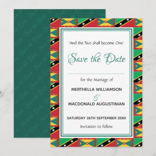 GRENADA ST KITTS Dual Patriotic Custom Scripting Save The Date (Vorne/Hinten)