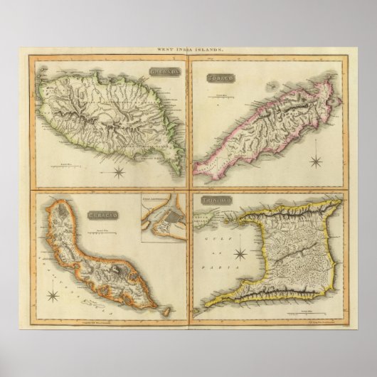 Grenada, Tobago, Trinidad, Curacao Poster (Vorne)