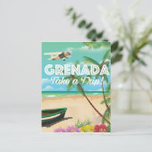 Grenada Vintag Vacation Travel Poster Postkarte (Stehend Vorderseite)