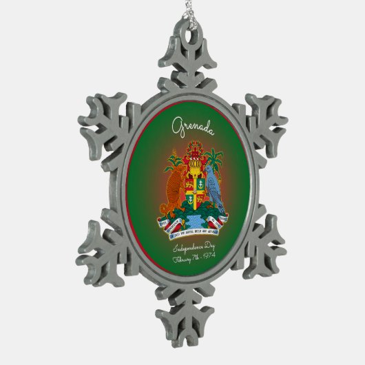 Grenada-Wappen Schneeflocken Zinn-Ornament (Links)