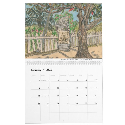 Grenada-Zeichnungskalender Kalender (Feb 2026)