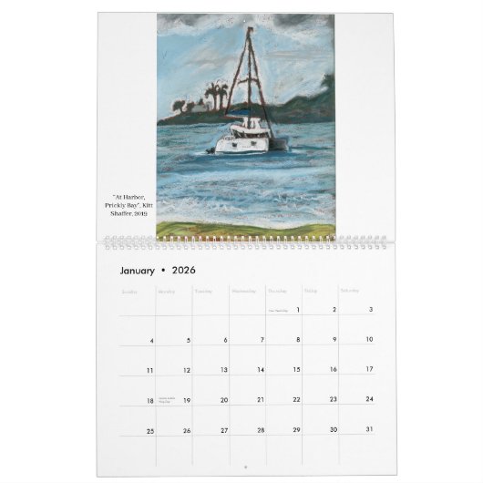 Grenada-Zeichnungskalender Kalender (Jan 2026)