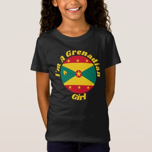 Grenadian Girl | Farbenfrohe Grenada-Flaggentypogr T-Shirt (Vorderseite)