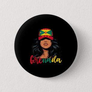 Grenadian Girl Grenada Flag Proud Grenadian Frauen Button