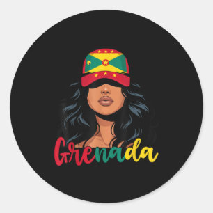Grenadian Girl Grenada Flag Proud Grenadian Frauen Runder Aufkleber