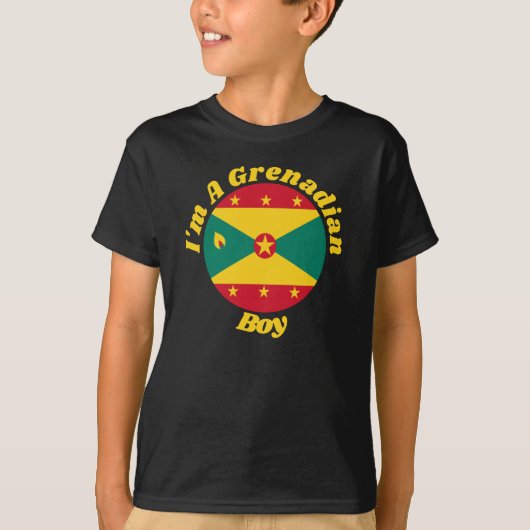 Grenadierjunge | Farbenfrohe Grenada-Flaggentypogr T-Shirt (Vorderseite)