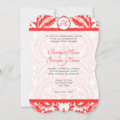 Grenadine Snapdragon Coral Damask Wedding Einladung (Vorderseite)