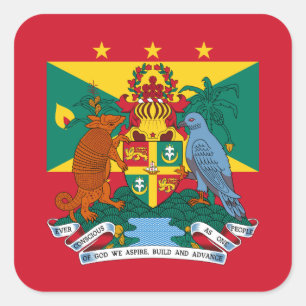 Grenadische Flagge und Wappen, Flagge Grenadas Quadratischer Aufkleber