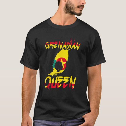 Grenadische Königin Grenada Flag Pride Afro Pride T-Shirt (Vorderseite)