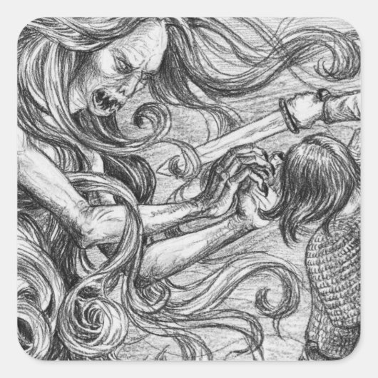 Grendelmutter in Beowulf Quadratischer Aufkleber (Vorderseite)