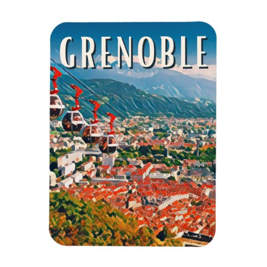 Grenoble Foto Vintage Magnet (Vertikal)