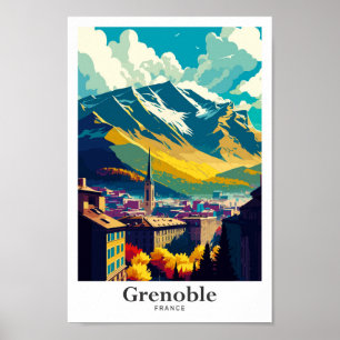 Grenoble Frankreich Vintage Travel Portrait Poster