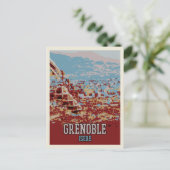 Grenoble Panoramaansicht Abbildung Frankreich Postkarte (Stehend Vorderseite)