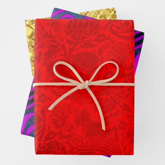 Grenoble Red, Nouveau und Gold Shimmer Sampler Geschenkpapier Set (Beispiel)