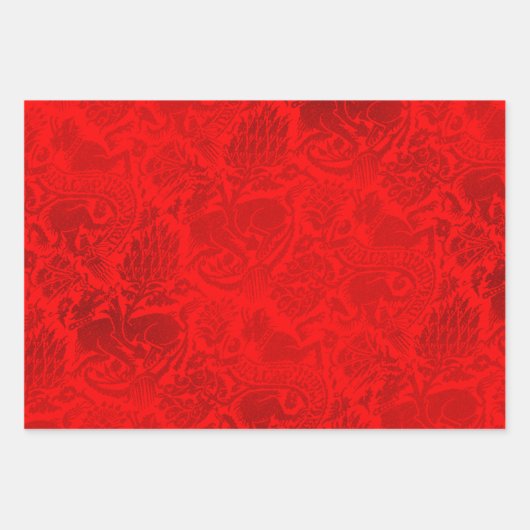 Grenoble Red, Nouveau und Gold Shimmer Sampler Geschenkpapier Set (Vorderseite)