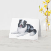 Grenz Collie Blue Merle Grußkarte Karte (Gelbe Blume)