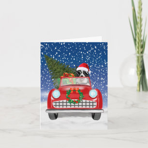 Grenz Collie Dog Auto fahren im Schnee Weihnachten Karte