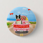 Grenz Collie Dog Valentine's Day Lkw Herz Button (Vorderseite)