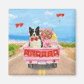 Grenz Collie Dog Valentine's Day Lkw Herz Magnet (Vorne)